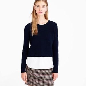 J Crew Lambswool Shirttail Sweater Navy